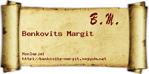 Benkovits Margit névjegykártya